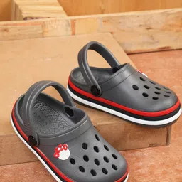 ABROS Unisex Kids Grey & Red Rubber Clogs-20