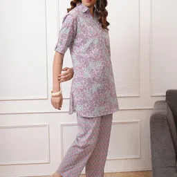 Vishudh Floral Printed Cotton Tunic With Trouser image 4