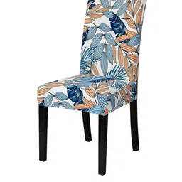 HOUSE OF QUIRK Blue Printed Stretch Removable Chair Cover-image-73