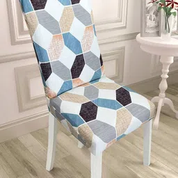 HOUSE OF QUIRK White & Blue 2 Pcs Printed Removable Elastic Chair Covers-image-87