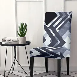 Cortina Grey & White Geometric Printed Fitted Chair Cover-17