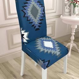 HOUSE OF QUIRK Blue 4 Pieces Printed Stretch Removable Chair Covers-image-34