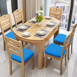 Cortina Set of 6 Blue Solid Chair Covers-11
