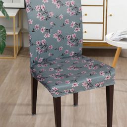 Dakshya Industries Grey 4 Pieces Printed Stretchable Chair Covers-45