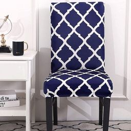 Dakshya Industries Blue & White 4 Pieces Printed Chair Covers-56