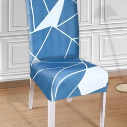 Kuber Industries Set Of 4 Blue Printed Chair Cover-53