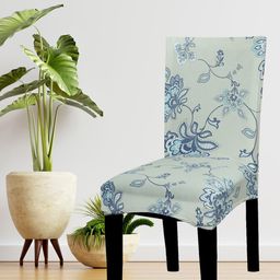 HOUSE OF QUIRK Set Of 2 Blue Floral Print Stretchable Chair Cover-44