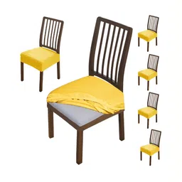HOKIPO 6 Pieces Grey Self-Design Grey Dining Chair Seat Cover-11