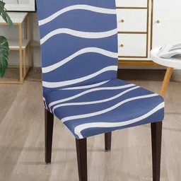 Dakshya Industries Blue & White 4 Pieces Printed Stretchable Chair Covers-image-75