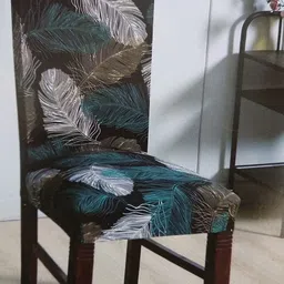 Dakshya Industries Black & Green  4 Pieces Printed Stretchable Chair Covers-51