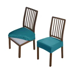HOKIPO 2 Pieces Blue Self Design Comfortable Chair Covers-image-22
