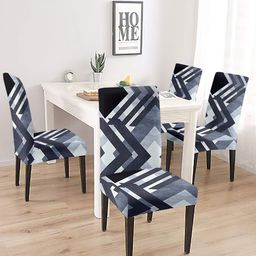 Cortina Set Of 4 Grey & Black Printed Chair Covers-image-94