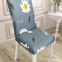 HOUSE OF QUIRK Grey & White 6 Pieces Printed Durable Chair Covers-image-90