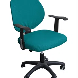HOKIPO Teal Blue Textured Rotating Chair Seat Cover-image-84