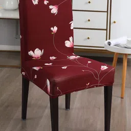 Dakshya Industries 4 Pieces Maroon Printed Stretchable Chair Covers-image-67