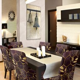 DECOR VATIKA Brown & Yellow 6 Pieces Printed Stretchable Chair Covers-6