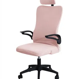 HOKIPO Pink Textured Headrest Stretchable Computer Desk Rotating Chair Seat Cover-4
