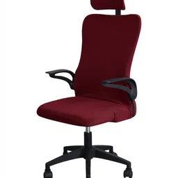 HOKIPO Burgundy Bubble Frill Jacquard Stretchable Rotating Chair Cover-image-32