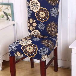 Dakshya Industries Blue & Brown 4 Pieces Printed Stretchable Chair Covers-image-74