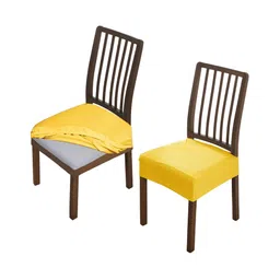 HOKIPO Yellow 2 Pieces Self Design Jacquard Stretchable Chair Covers-image-55