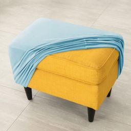 HOKIPO Blue Velvet Stretchable Ottoman Slip Cover-image-99