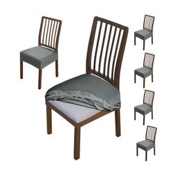 HOKIPO 6 Pieces Grey Self Design Comfortable Chair Covers-11