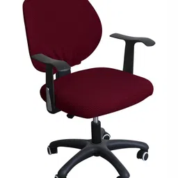 HOKIPO Burgundy Textured 210 GSM Stretchable Jacquard Computer Rotating Chair Seat Cover-image-52