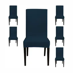Eleganta Set Of 6 Teal Blue Stretchable Chair Cover-13