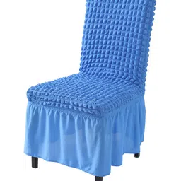 HOKIPO Blue Bubble Frilled Stretchable Table Chair Cover-image-8