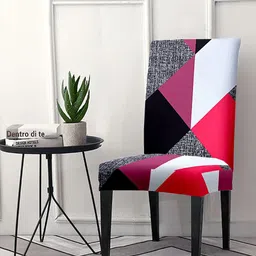 Cortina Pink & White Printed Chair Cover-image-46