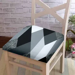 Cortina Black & White 2 Pcs Geometric Printed Stretchable Chair Covers-image-78