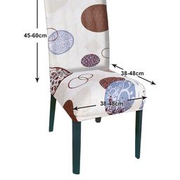 Kuber Industries Set Of 4 White Geometric Printed Elastic Stretchable Chair Cover image 3