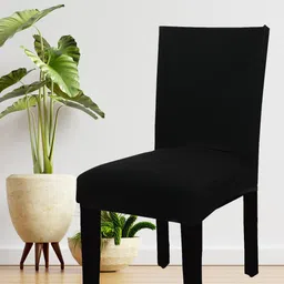 HOUSE OF QUIRK Black Solid Removable Chair Cover-image-35