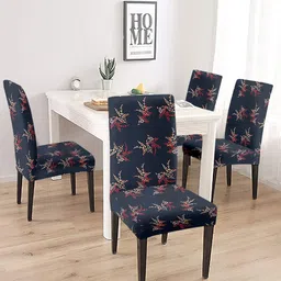 Cortina Grey & Red 4 Pcs Printed Super Stretchable Chair Covers-4
