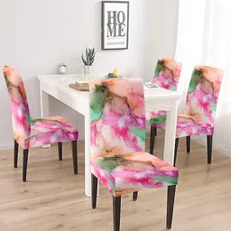Cortina Pink & Green 4 Pcs Abstract Printed Super Stretchable Chair Covers-image-62