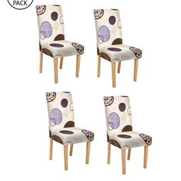 Cortina Set Of 4 Beige & Purple Printed Chair Covers-image-60