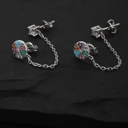 Carlton London Silver-Plated & Multicoloured Contemporary Ear Cuff Earrings-66