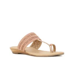 Bata Embelished Laser Cut One Toe Flats-12