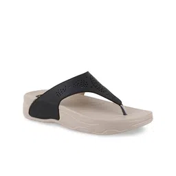 WELCOME Women Black Open Toe Flats with Laser Cuts-10