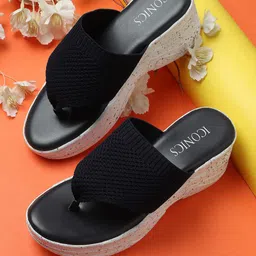 ICONICS Navy Blue Woven Design Wedges-image-15