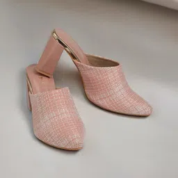 PLANET WALK Textured Block Mules with Laser Cuts-14