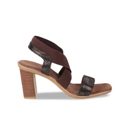 Metro Printed Open Toe Block Heels With Backstrap image 3