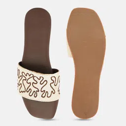 ALL TABS OPEN Comfortable Embroidered Open Toe Flats image 3