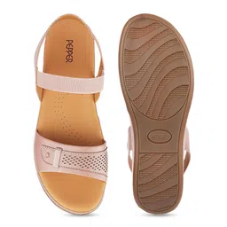 PEPPER Textured Open Toe Flats With Backstrap image 5