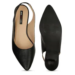 Bata Textured Pointed Toe Kitten Mules With Backstrap image 3