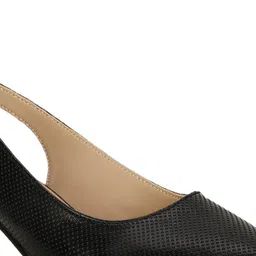 Bata Textured Pointed Toe Kitten Mules With Backstrap image 2