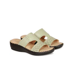 Denill Textured Open Toe Flats With Laser Cuts image 4