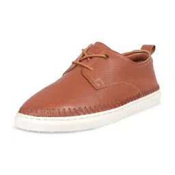 Hidesign Men Tan Textured Leather Derbys-picture-13