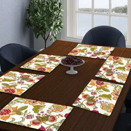 TARAN LIVING Red & Green 6 Pieces Floral Printed Cotton Table Placemats-15