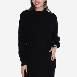 JoE Hazel Black Striped Sweater Dress-image-26